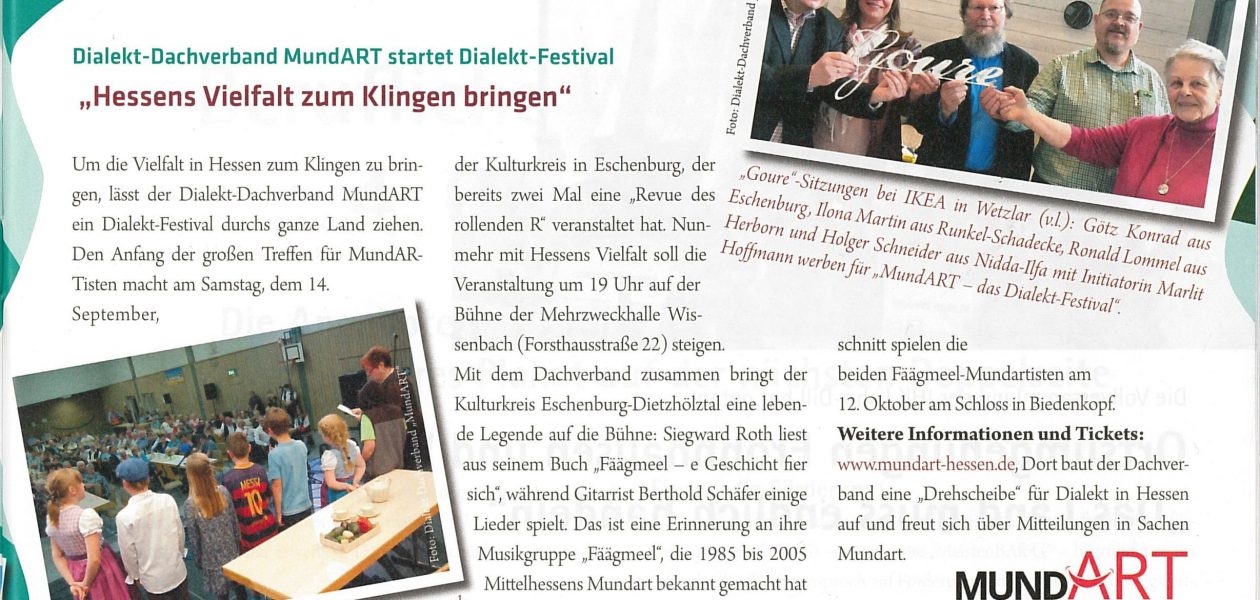 Dialekt-Dachverband MundART startet Dialekt-Festival